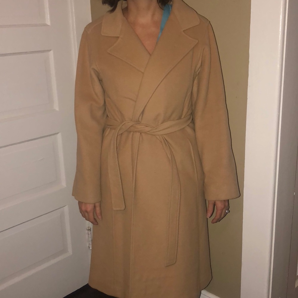 Camel color Cashmere wrap coat